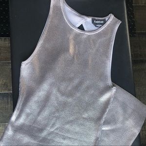 Bebe Ribbed Metallic Tank Dress